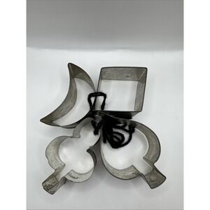 4 Vintage Tin‎ Steel COOKIE CUTTERS Soldered Antique Primitive Shapes